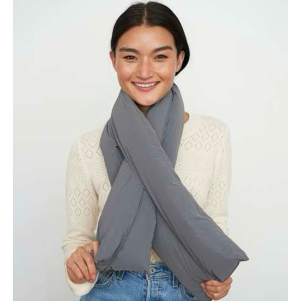 SHACI Gray‎ Puffer Scarf Quilted Poly Fill Padded Winter Warm Neck Wrap